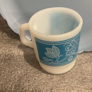 Fire King Blue and White Floral Mug 8 oz.